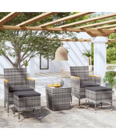 vidaXL vidaXL 5-cz. zestaw mebli bistro, rattan PE i hartowane szkło, szary Dārza mēbeļu komplekti