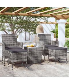 vidaXL vidaXL 5-cz. zestaw mebli bistro, rattan PE i hartowane szkło, szary Dārza mēbeļu komplekti