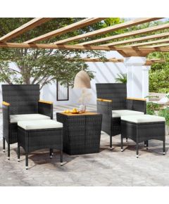 vidaXL vidaXL 5-cz. zestaw mebli bistro do ogrodu, rattan PE i akacja, czarny Dārza mēbeļu komplekti