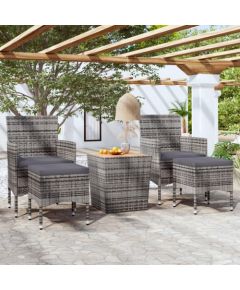 vidaXL vidaXL 5-cz. zestaw mebli bistro do ogrodu, polirattan i akacja, szary Dārza mēbeļu komplekti