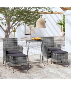 vidaXL vidaXL 5-cz. zestaw mebli bistro, rattan PE i hartowane szkło, szary Dārza mēbeļu komplekti