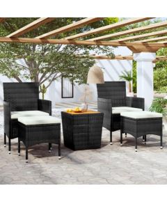 vidaXL vidaXL 5-cz. zestaw mebli bistro do ogrodu, rattan PE i akacja, czarny Dārza mēbeļu komplekti