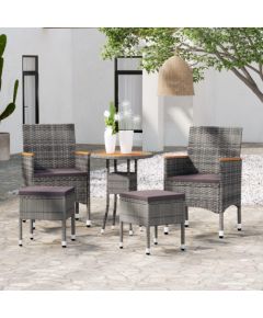 vidaXL vidaXL 5-cz. zestaw wypoczynkowy do ogrodu, polirattan, szary Dārza mēbeļu komplekti