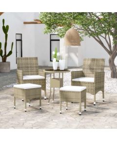 vidaXL vidaXL 5-cz. zestaw wypoczynkowy do ogrodu, polirattan, beżowy Dārza mēbeļu komplekti