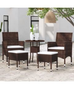 vidaXL vidaXL 5-cz. zestaw wypoczynkowy do ogrodu, polirattan, brązowy Dārza mēbeļu komplekti