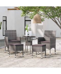 vidaXL vidaXL 5-cz. zestaw wypoczynkowy do ogrodu, polirattan, szary Dārza mēbeļu komplekti