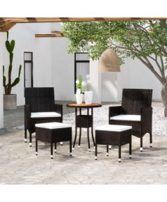 vidaXL vidaXL 5-częściowy zestaw wypoczynkowy do ogrodu, polirattan, czarny Dārza mēbeļu komplekti