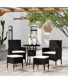 vidaXL vidaXL 5-częściowy zestaw wypoczynkowy do ogrodu, polirattan, czarny Dārza mēbeļu komplekti