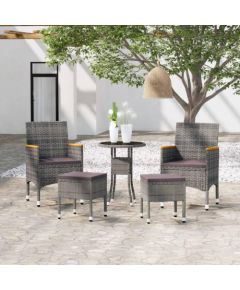 vidaXL vidaXL 5-cz. zestaw wypoczynkowy do ogrodu, polirattan, szary Dārza mēbeļu komplekti