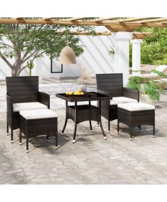 vidaXL vidaXL 5-częściowy zestaw mebli ogrodowych, polirattan i szkło, czarny Dārza mēbeļu komplekti