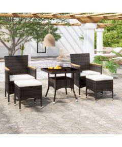 vidaXL vidaXL 5-częściowy zestaw mebli ogrodowych, polirattan i szkło, czarny Dārza mēbeļu komplekti