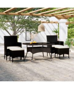 vidaXL vidaXL 5-cz. zestaw mebli ogrodowych, polirattan i szkło, czarny Dārza mēbeļu komplekti