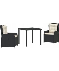 Vidaxl Zestaw do jadalni w ogrodzie 3 pcs Czarny polirattan Lumarko! Dārza mēbeļu komplekti