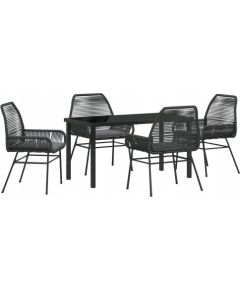 Vidaxl Zestaw do jadalni w ogrodzie 5 pcs Czarny polirattan Lumarko! Dārza mēbeļu komplekti