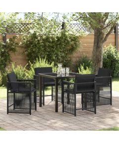 Vidaxl Zestaw do jadalni w ogrodzie 5 pcs Czarny polirattan Lumarko! Dārza mēbeļu komplekti