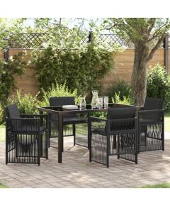 Vidaxl Zestaw do jadalni w ogrodzie 5 pcs Czarny Polirattan Lumarko! Dārza mēbeļu komplekti