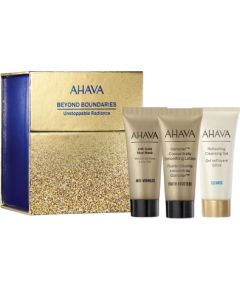 Unstoppable Radiance Set Ahava: Osmoter Concetrate, Smoothing, Lotion, For Face, 15 ml + Refresing, Eliminates Impurities, Cleansing Gel, For Face, 15 ml + 24K Gold Mineral, Anti-Wrinkle, Mud Mask, For Face, 15 ml + Ahava, GWP Textile Pouch Dāvanu komplekti