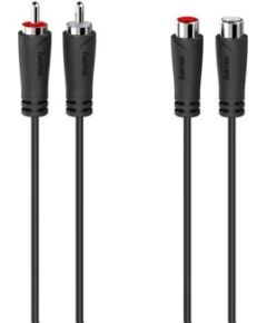 Hama Audio Extension Cable, 2 RCA plugs - 2 RCA sockets, 3 m, black - Cable Проводa