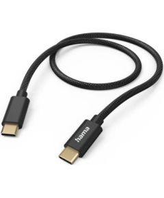 Hama Fabric Charging Cable, USB-C - USB-C, 1,5 m, nylon, black - Cable Data USB kabeļi