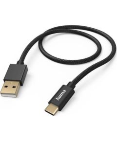 Hama Fabric Charging Cable, USB-A - USB-C, 1,5 m, nylon, black - Cable Дата USB-кабели