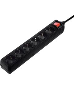 Hama Power Strip, 6-way, 3 m, black  - Power Strip Strāvas pagarinātāji