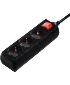 Hama Power Strip, 3-way, 3 m, black  - Power Strip Strāvas pagarinātāji