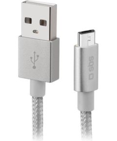 SBS Silver Metal Braided, USB-A - Micro USB, silver - Cable Дата USB-кабели