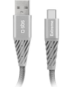 SBS Extreme Charging Cable, USB-A - USB-C, 1,5 m, gray - Cable Data USB kabeļi