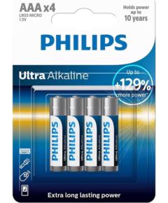 Philips Ultra Alkaline, AAA, 4 pcs - Battery Батарейки, аккумуляторы