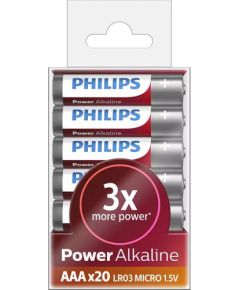 Philips Power Alkaline, LR03P/AAA, 20 pcs - Battery Батарейки, аккумуляторы