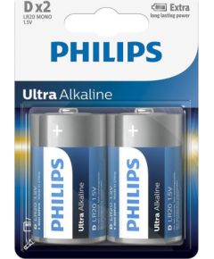 Philips Ultra Alkaline, D, 2 pcs - Battery Батарейки, аккумуляторы