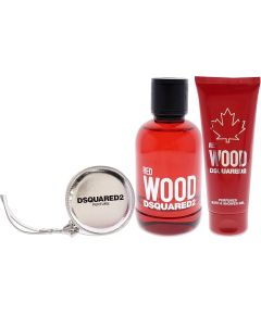 Dsquared2 Set Dsquared 2: Red Wood, Eau De Toilette, For Women, 100 ml + Red Wood, Shower Gel & Shampoo 2-In-1, 100 ml + Dsquared, GWP Textile Pouch, Silver Парфюмерные наборы