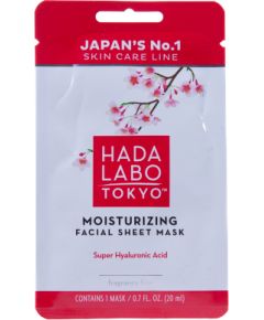 Hada Labo Tokyo, Hada Labo, Hyaluronic Acid, Moisturizing, Sheet Mask, Face, 20 ml Sejas kopšana