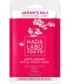 Hada Labo Tokyo, Hada Labo, Hyaluronic Acid & Collagen, Anti-Aging, Sheet Mask, Face, Day, 20 ml Sejas kopšana