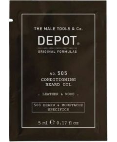 Depot, 500 Beard & Mustache Specifics No. 505, Beard Oil, Leather & Wood, Vitamin E, For Shine & Softness, 5 ml Уход за бородой