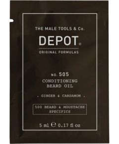 Depot, 500 Beard & Mustache Specifics No. 505, Beard Oil, Ginger & Cardamom, For Shine & Softness, 5 ml Уход за бородой