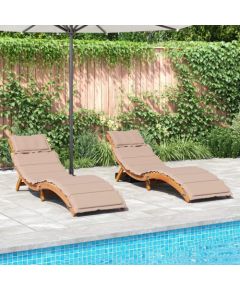 vidaXL VidaXL Sun Loungers with Cushions 2 pcs Taupe Solid Wood Acacia Guļamkrēsli un sauļošanās krēsli