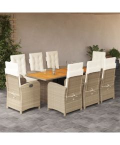 vidaXL 9-częściowy zestaw mebli ogrodowych z poduszkami, beżowy, polirattan Dārza mēbeļu komplekti