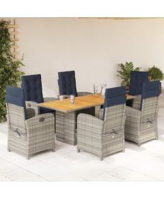 vidaXL 7-częściowy zestaw mebli ogrodowych z poduszkami, beżowy, polirattan Dārza mēbeļu komplekti