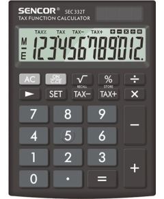 Kalkulator Sencor Sencor Kalkulator SEC 332 T, czarna, biurkowy, 12 miejsc, podwójne zasilanie Jaunumi - Birojam