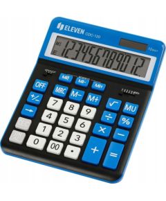 Kalkulator Eleven ELEVEN Kalkulator biurowy czarny CDC120BKNV białe i niebieskie klawisze oraz niebieska ramka wokół wyświetlacza Jaunumi - Birojam