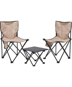 3 vienā salokāms ceļojumu komplekts: galds un 2 krēsli, REDCLIFFS bēšs Кемпинг стулья