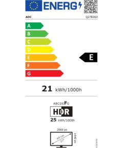AOC Q27B36X 27 " IPS QHD 16:9 144 Hz 4 ms 2560 x 1440 pixels 300 cd/m² HDMI ports quantity 1 Black LED / LCD мониторы