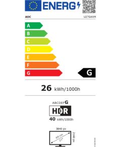 AOC U27G4XM 27 " Fast IPS UHD 16:9 160 Hz 1 ms 3840 x 2160 pixels 1200 cd/m² HDMI ports quantity 1 Black LED / LCD мониторы