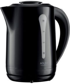 Adler Kettle AD 1244 Electric 1850 W 2.5 L Plastic 360° rotational base Black Tējkannas (elektriskās)