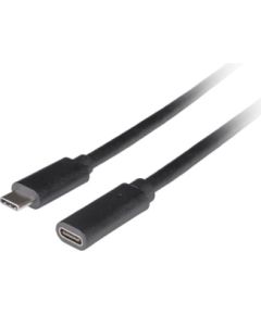 Lanberg USB-C M/F 3.1 Cable CA-USBE-20CC-0015-BK Data USB kabeļi