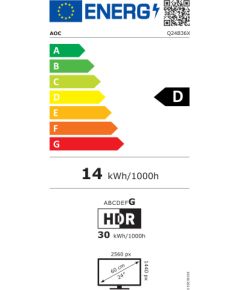 AOC Q24B36X 24 " IPS QHD 16:9 144 Hz 4 ms 2560 x 1440 pixels 300 cd/m² HDMI ports quantity 1 Black LED / LCD мониторы