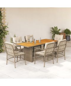 vidaXL vidaXL 7-cz. zestaw mebli ogrodowych z poduszkami, beżowy, polirattan Dārza mēbeļu komplekti