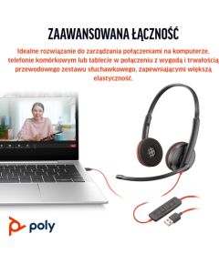 HP Poly Blackwire 3220 Stereo USB-C Black Headset +USB-C/A Adapter (Bulk) Наушники