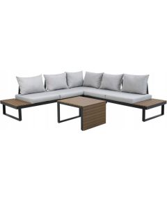 Mirpol Zestaw Mebli Ogrodowych MARBELLA z Sofą Narożnikiem i Stolikiem SZARY Dārza mēbeļu komplekti